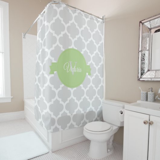Groen Quatrefoil - Speciaal Shower Curtain Douchegordijn (In situ)