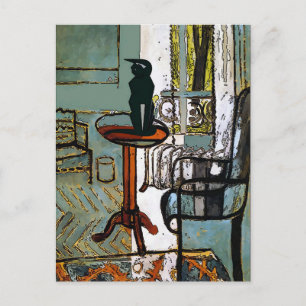 Groen raam met art deco kat briefkaart