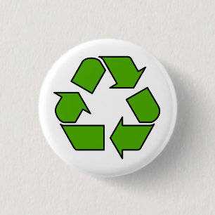 Groen Recyclen de speld van de symboolknoop voor a Ronde Button 3,2 Cm