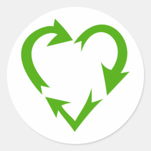 Groen Recyclen hart Ronde Sticker