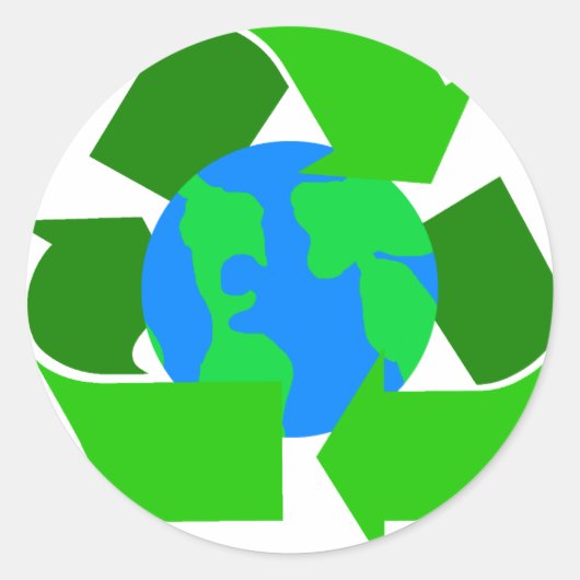 groen recyclen ronde sticker (Voorkant)
