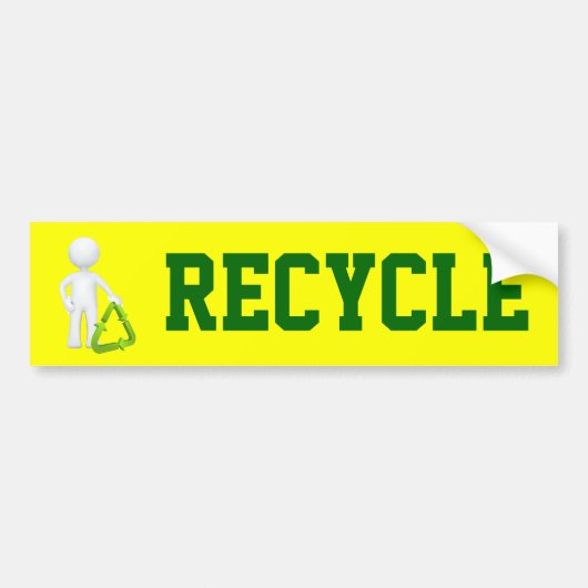 Groen Recyclen symbool en Man Bumpersticker (Voorkant)