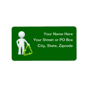 Groen Recyclen symbool en Man Etiket