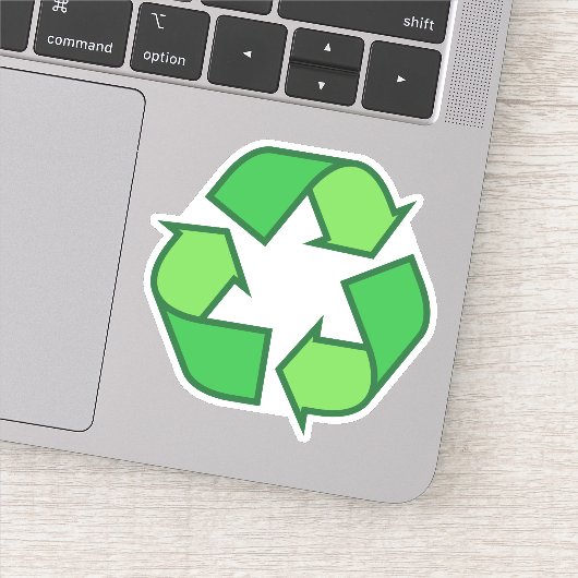 Groen recyclingsymbool sticker (Detail)