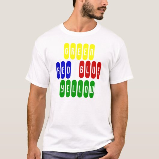 GROEN, RED, BLUE, GEEL, T-shirt (Voorkant)