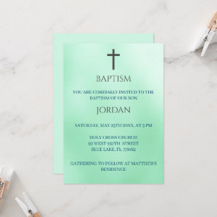 Groen religieus kruis Traditionele doop Kaart