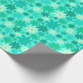 Groen Retro Bloem Power Wrapping Papier (Hoek)