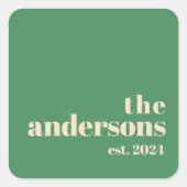 Groen Retro modern minimalistisch Vierkante Sticker (Voorkant)