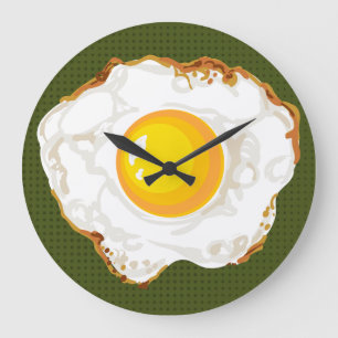 Groen Retro Style Gebakken Ei Voedsel Keuken Decor Grote Klok