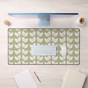 Groen Retro  Y2K Bladpatroon Bureaumat