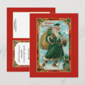  Groen-Robed Santa in Snow Briefkaart (Voorkant / Achterkant)