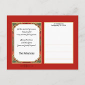  Groen-Robed Santa in Snow Briefkaart (Achterkant)