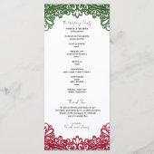 Groen & Rode kant Elegant Fiesta Wedding Programma (Achterkant)