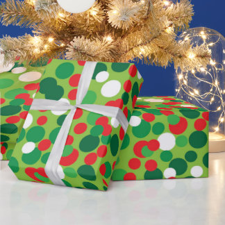 Groen & Rode Kerst Winter Vakantie Stippen Cadeaupapier