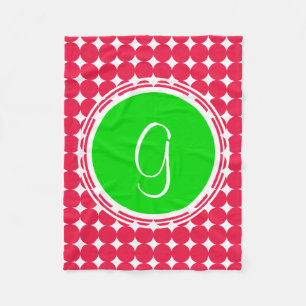 Groen & Rode Stippen Monogram Fleece Deken