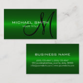 Groen roestvrij staalmonogram visitekaartje (Voorkant / Achterkant)