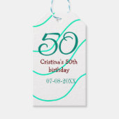 Groen rood 50 verjaardag toevoegen naam datum p cadeaulabel (Voorkant)