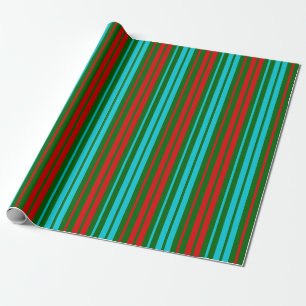 Groen Rood Blauw Strepen Patroon Cadeaupapier