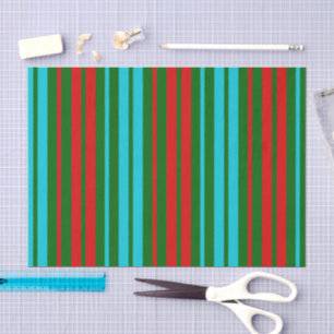 Groen Rood Blauw Strepen Patroon   Tissuepapier