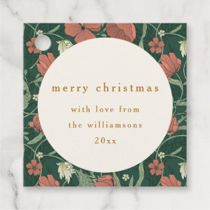 Groen Rood Bloemen Custom Merry Christmas Bedankjes Labels
