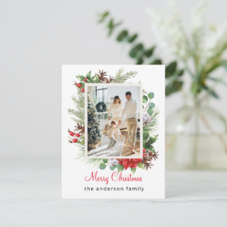 Groen Rood Bloemen Illustratie Kerstmis Feestdagenkaart