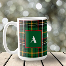 Groen Rood Classic Christmas Plaid Monogram Initia