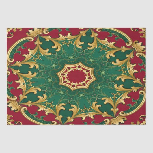 Groen rood decoratief vakantieweefsel papier (Voorkant)