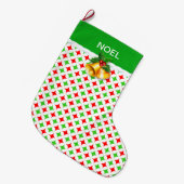 Groen & Rood Diamond Star-patroon op witte grote c Grote Kerstsok (Voorkant (Hangend))