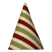 Groen, Rood en oude Folie Gestreept Kerstpatroon Feesthoedjes (Rechts)