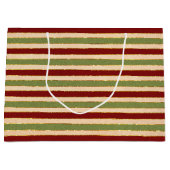 Groen, Rood en oude Folie Gestreept Kerstpatroon Groot Cadeauzakje (Voorkant)