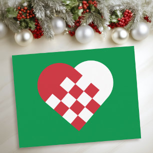 Groen Rood en Wit Deens Hart Feestdagenkaart