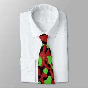 Groen, rood en zwart camouflage Abstract patroon Stropdas