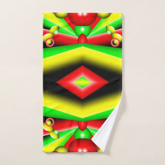 Groen Rood Geel Bubbels en Strepen Abstracte Kunst Bad Handdoek (Handdoek)