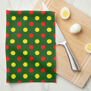 Groen Rood Geel Stippen Design Theedoek
