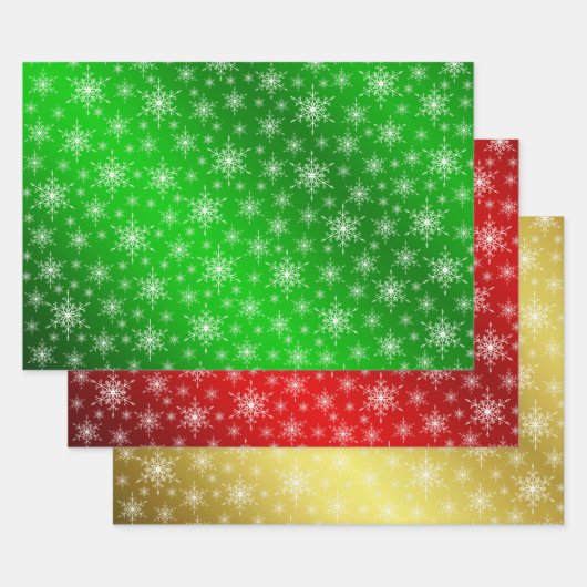 groen, rood, goud, kerstpapier, winter+patte, meer inpakpapier vel (Set)