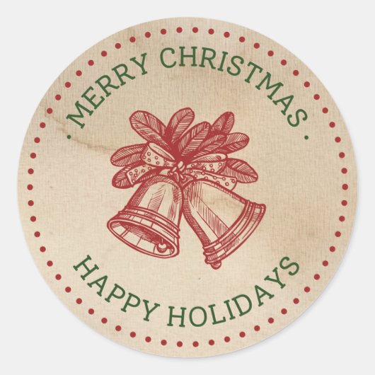 Groen Rood Jingle Bells Kerstlabels Ronde Sticker (Voorkant)