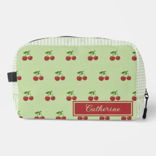 Groen & rood kersen geruit patroon eenvoudig fruit toilettasje