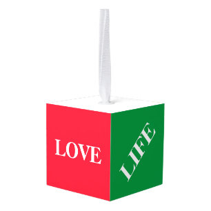 Groen & rood Kerstmis Kubus Ornament