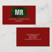 Groen rood monogram van kwaliteit Unieke Visitekaartje (Voorkant / Achterkant)