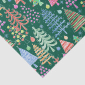 Groen rood Oranje patroon met rode kerstbomen Tissuepapier (Detail)