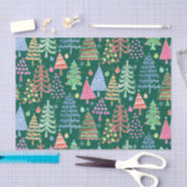 Groen rood Oranje patroon met rode kerstbomen Tissuepapier (Craft)