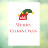 Groen rood pet vrolijk kerstfeest naam tekst naam  raamsticker (Vel 3)