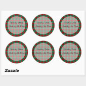 Groen Rood Plaid Aangepaste Vakantie Inblikken Jar Ronde Sticker (Vel)