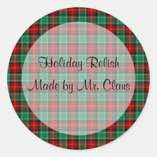Groen Rood Plaid Aangepaste Vakantie Inblikken Jar Ronde Sticker