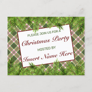 Groen Rood Plaid Kerstfeest Uitnodigend Briefkaart