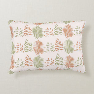 Groen Rood Retro Bladpatroon Accent Kussen