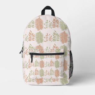 Groen Rood Retro Bladpatroon Bedrukte Rugzak