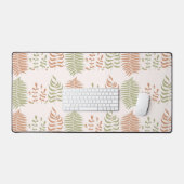 Groen Rood Retro  Bladpatroon Bureaumat (Keyboard & Muis)