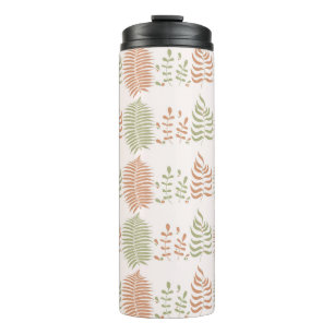 Groen Rood Retro  Bladpatroon Thermosbeker