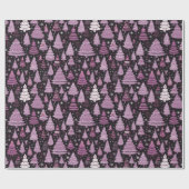 Groen Rood Wit Kerstbomen Zwart Kerstmis Cadeaupapier (Vlak)